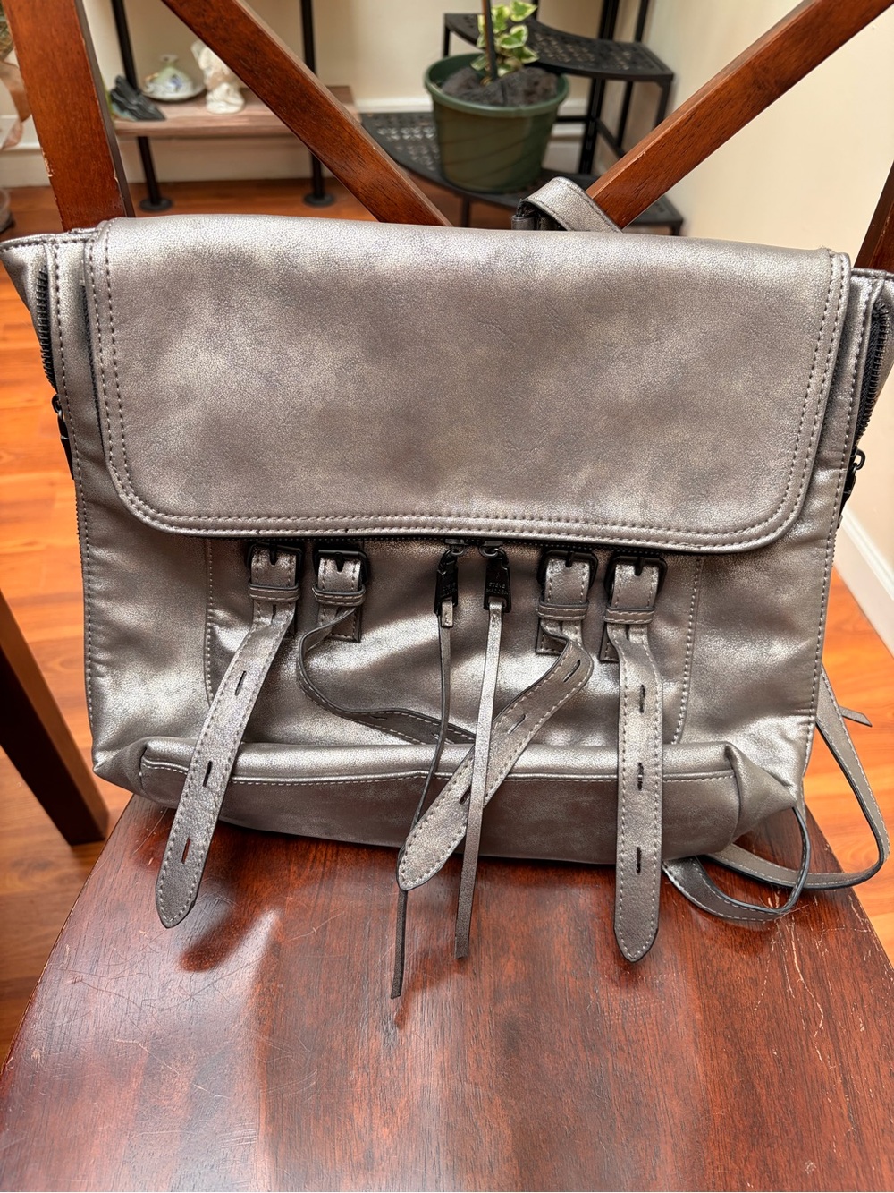 Steve Madden silver purse/backpack